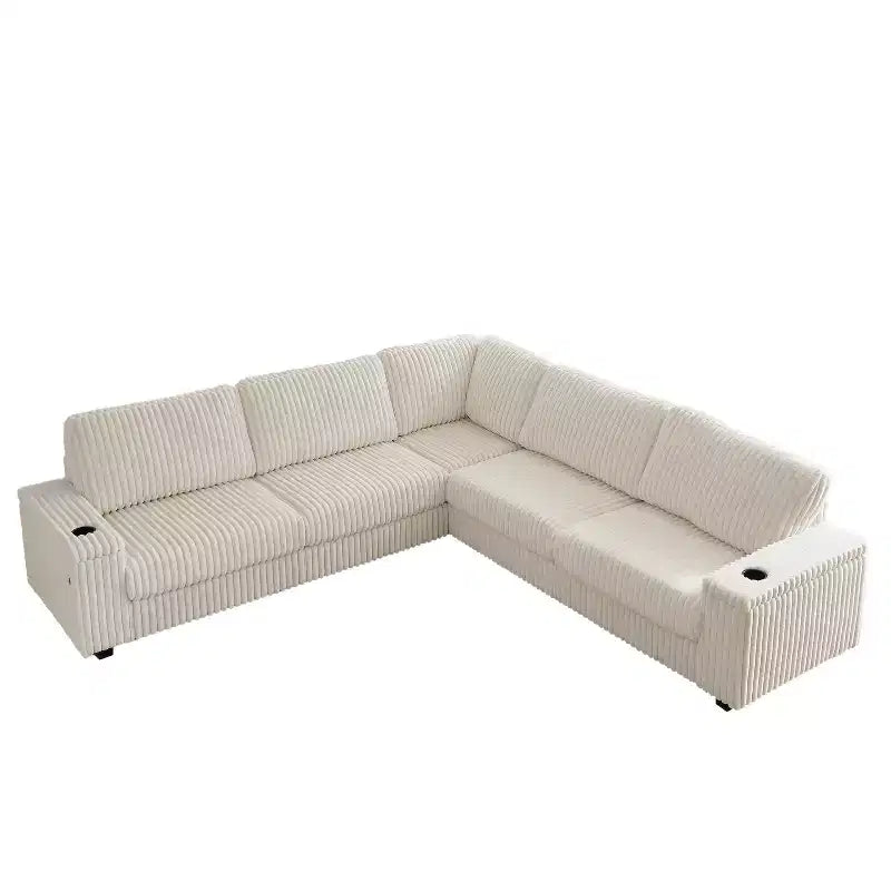 Narożna sofa sztruksowa w kształcie litery L, 4-częściowa, mieści 5 osób