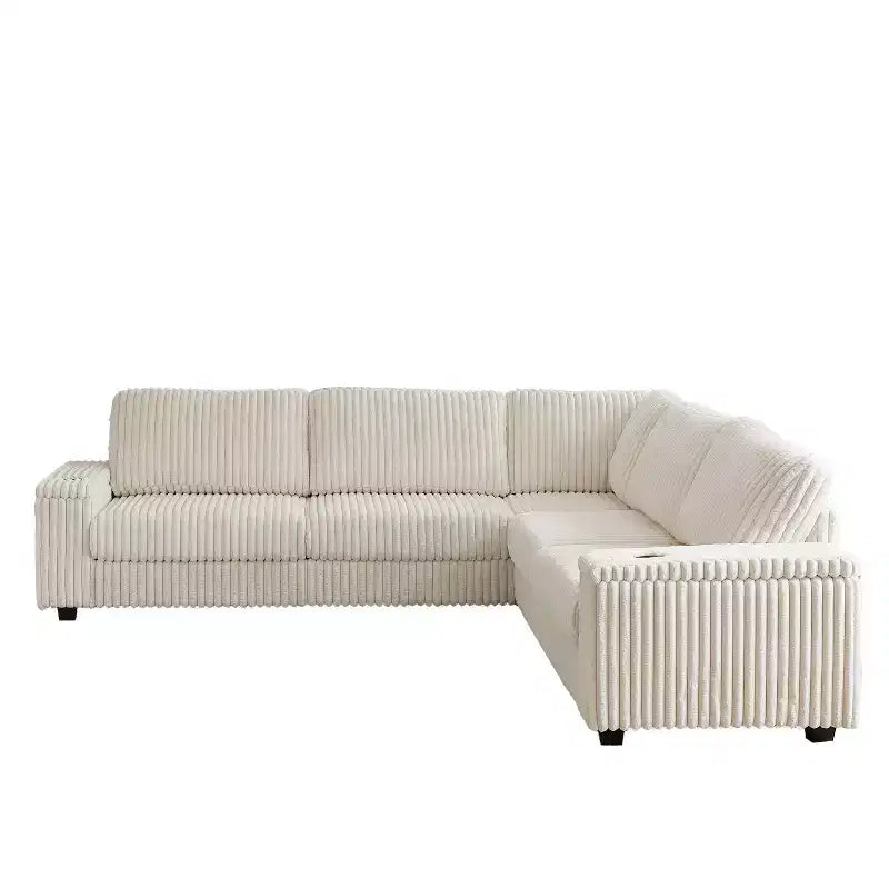 Narożna sofa sztruksowa w kształcie litery L, 4-częściowa, mieści 5 osób