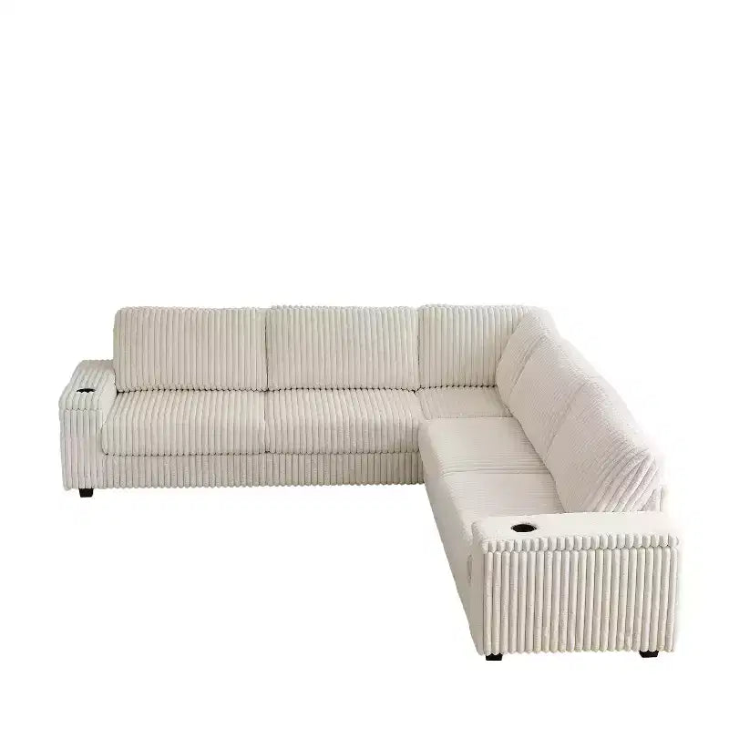 Narożna sofa sztruksowa w kształcie litery L, 4-częściowa, mieści 5 osób