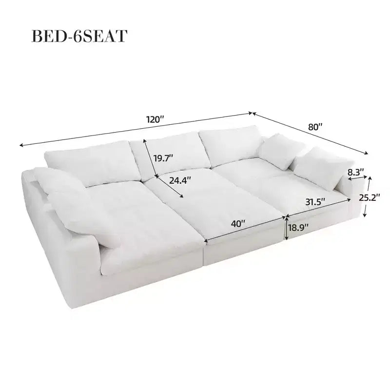 Ciemnoszara modułowa sofa chmurowa, 6-osobowa sekcja z otomaną