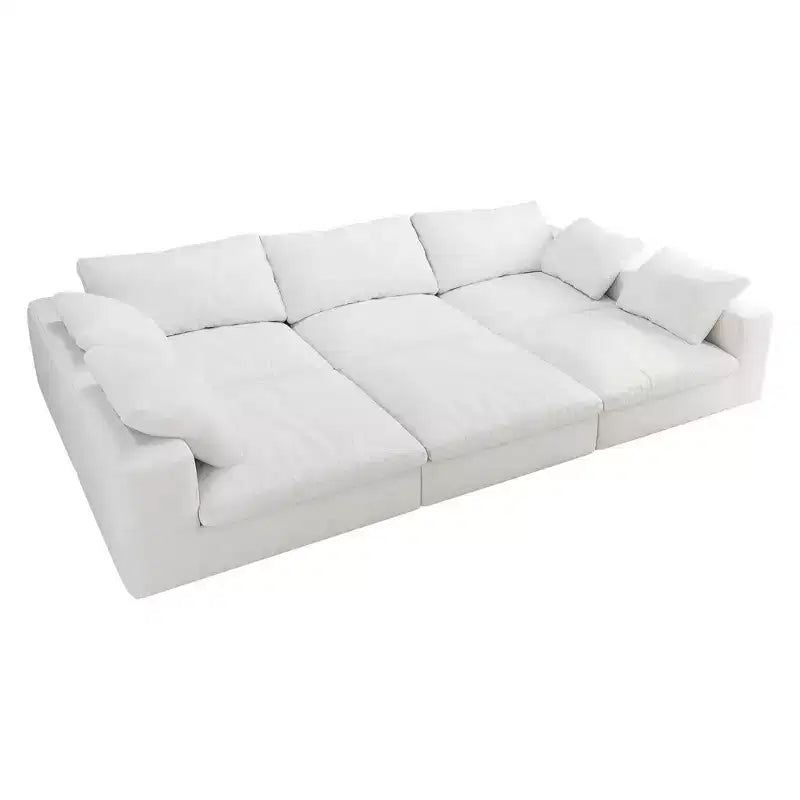 Ciemnoszara modułowa sofa chmurowa, 6-osobowa sekcja z otomaną