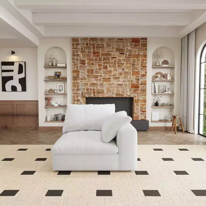 Ciemnoszara modułowa sofa chmurowa, 6-osobowa sekcja z otomaną