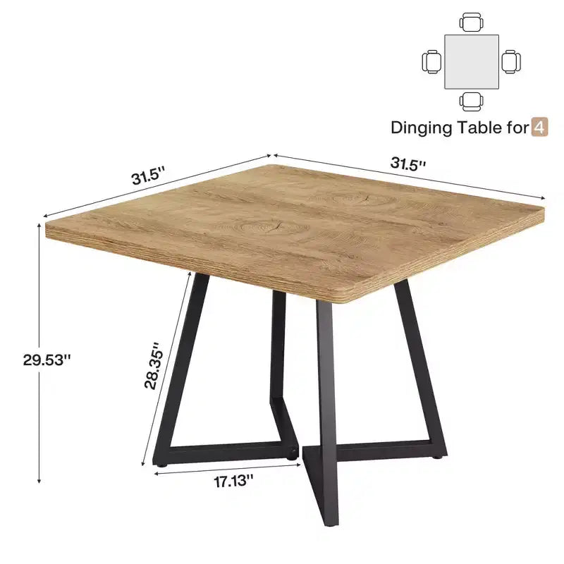 Kwadratowy stół jadalny industrialny 80 cm, naturalny/biały i złoty, 2-osobowy
