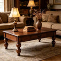 JVNOXK Rectangular Wooden Coffee Table with Storage Drawer, with Solid Wood Gourd-Shaped Legs for Living Room,Walnut