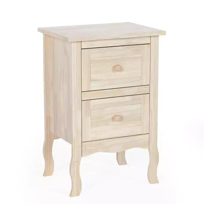 Karl Home 2 Drawer Nightstand Rubber Ash Wood 15.7x11.8x23.6 Inch