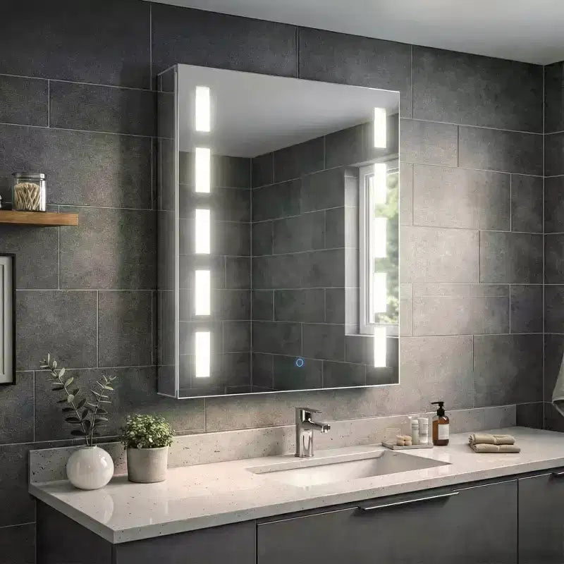 Fine Fixtures Bathroom Medicine Cabinet, Aluminum, Recessed/Surface Mount, Mirrored w/LED