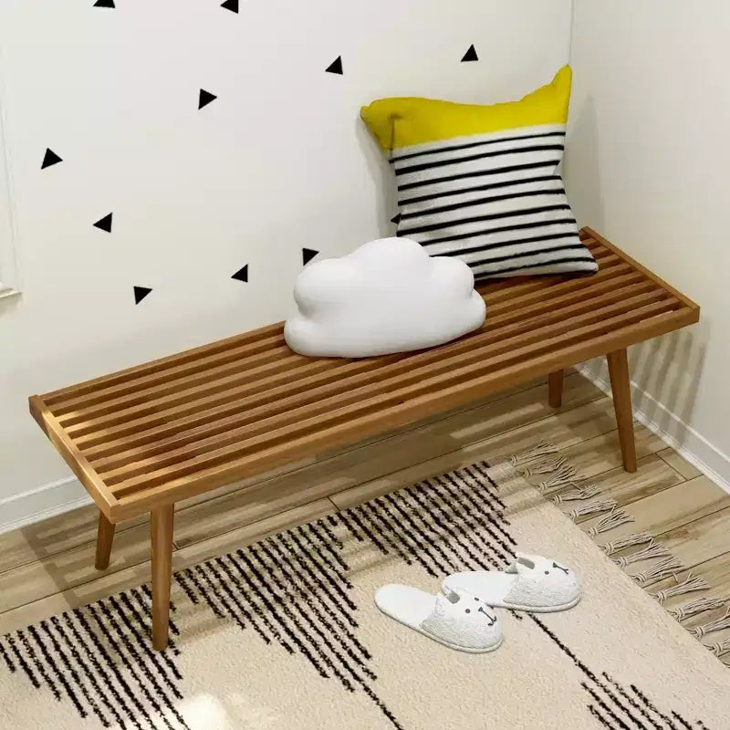 Ławka z litego drewna w stylu Mid-Century – Czarny/Glina/Naturalny/Orzech pekan/Morski/Orzech włoski/Biały/Żółty – 1 miejsce siedzące