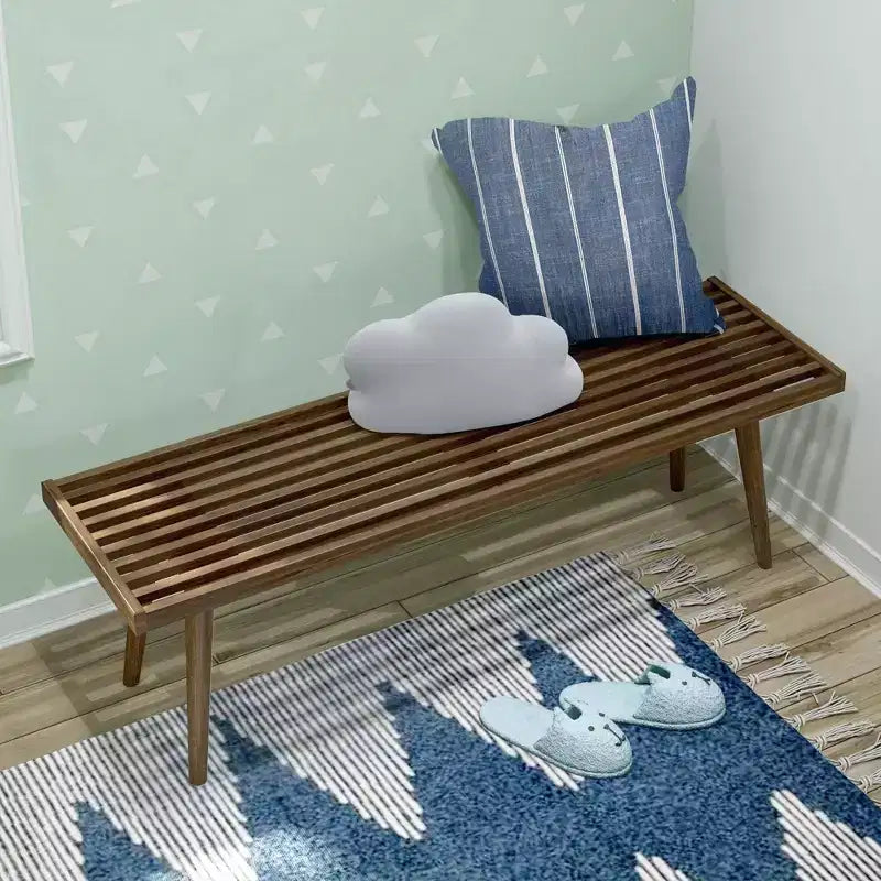 Ławka z litego drewna w stylu Mid-Century – Czarny/Glina/Naturalny/Orzech pekan/Morski/Orzech włoski/Biały/Żółty – 1 miejsce siedzące